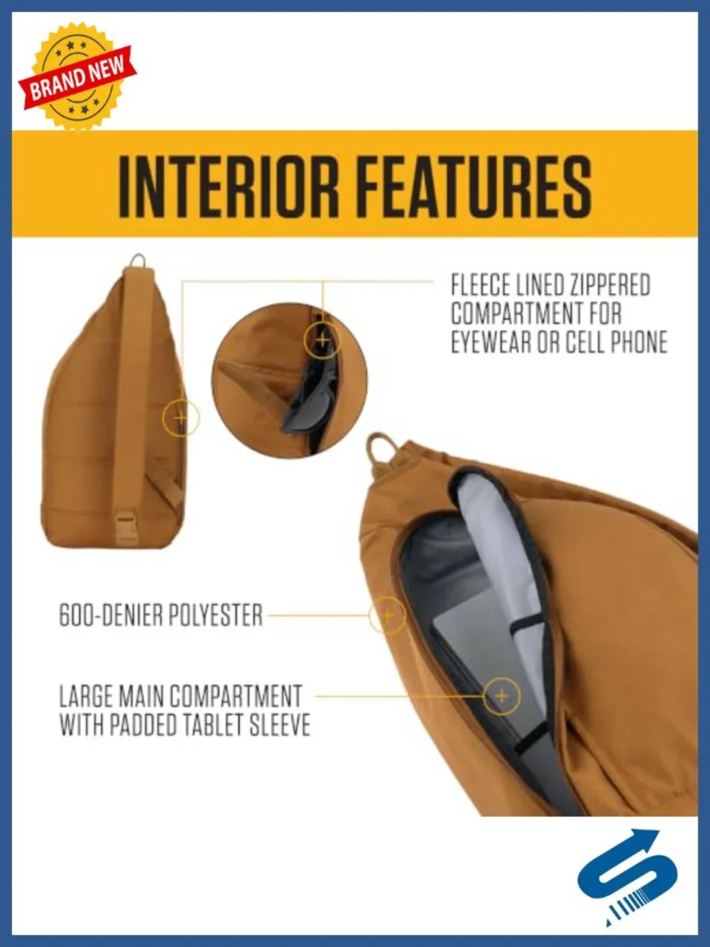 Durable Sling Bag Crossbody Backpack with Padded Tablet Sleeve